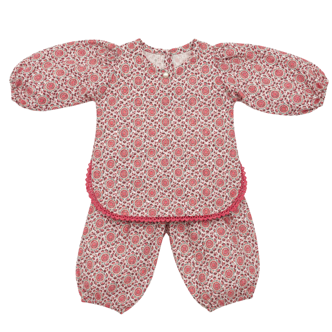 Premium Chikankari Cotton Baby Girls Co-Ord Set | Floral Full Sleeve Top & Harem Pants | Soft & Comfortable Ethnic Wear