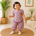 Premium Chikankari Cotton Baby Girls Co-Ord Set | Floral Full Sleeve Top & Harem Pants | Soft & Comfortable Ethnic Wear